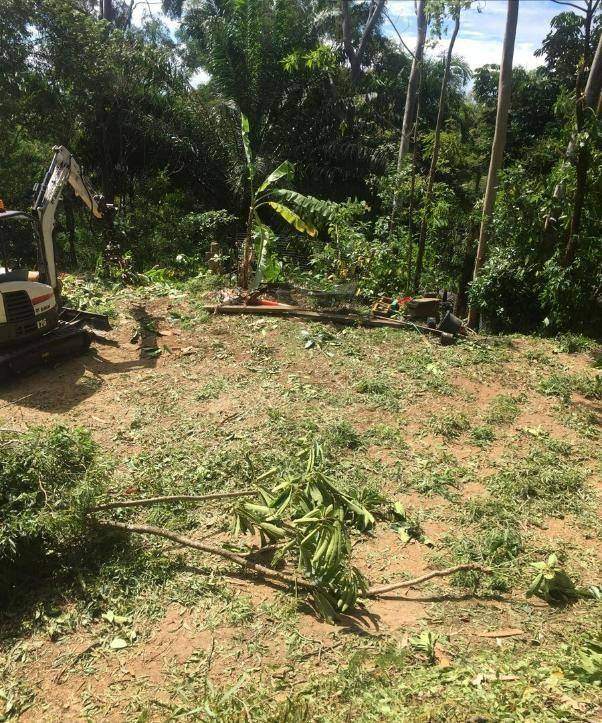 Mulching machine clearing a block